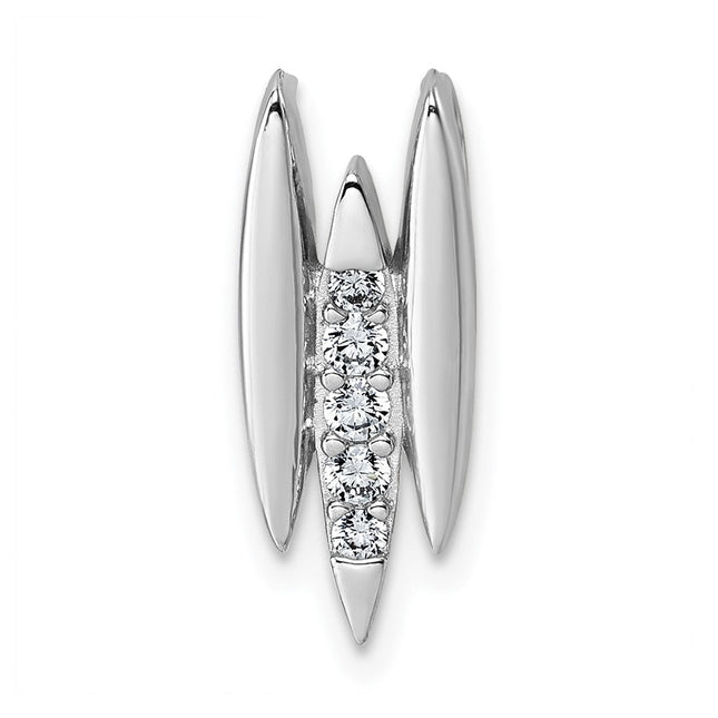 Sterling Silver Rhodium-plated CZ Chain Slide Pendant, 18.15 x 7.3mm