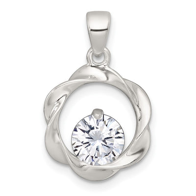 Sterling silver cubic zirconia circle pendant