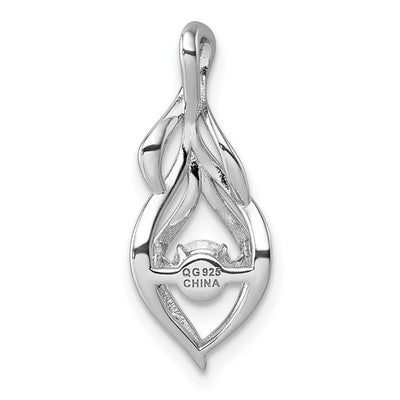 Sterling Silver Rhodium-plated Dangle Vibrant Moving CZ Open Teardrop Swirl Pendant