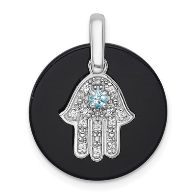 Sterling silver cubic zirconia hamsa pendant