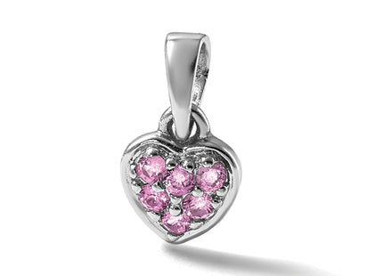 Sterling Silver Rhodium-plated Polished Pink CZ Heart Pendant