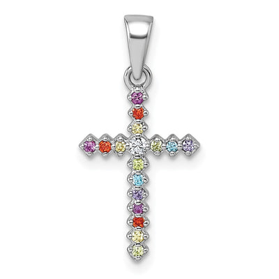 Sterling silver cubic zirconia cross pendant