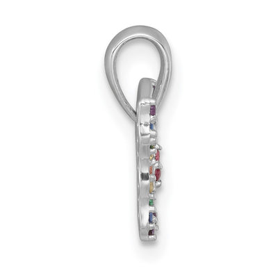 Sterling Silver Rhodium-plated Polished Rainbow Nano Crystals Butterfly Childrens Pendant