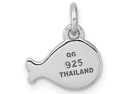 Sterling Silver Rhodium-plated Polished Whale Pendant (Style QP5985)