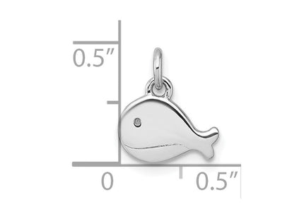 Sterling Silver Rhodium-plated Polished Whale Pendant (Style QP5985)