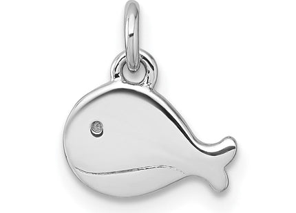 Sterling Silver Rhodium-plated Polished Whale Pendant (Style QP5985)