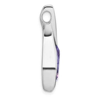 Sterling Silver Rhodium-plated Polished Marquise Amethyst Drop Chain Slide Pendant