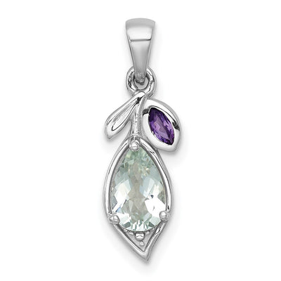 Sterling silver quartz leaf pendant