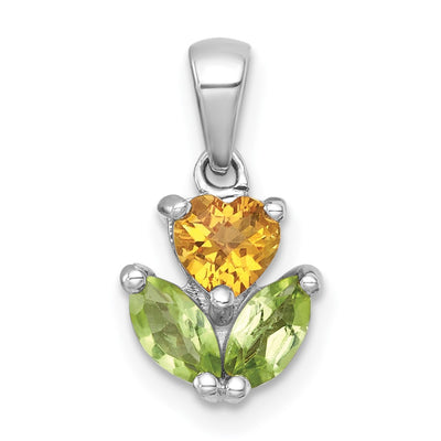 Sterling silver peridot heart pendant