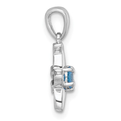 Sterling Silver Rhodium-plated Polished Light Swiss Blue Topaz Starfish Pendant