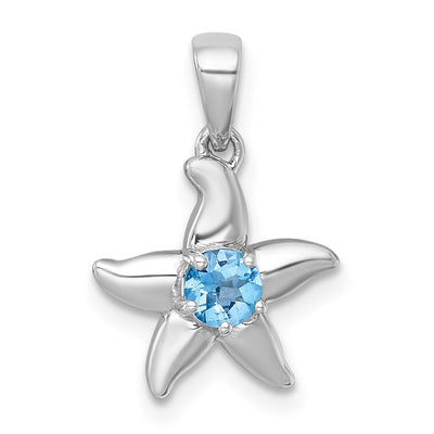 Sterling silver blue topaz starfish pendant