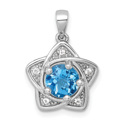 Sterling silver blue topaz star pendant