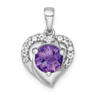 Sterling silver amethyst heart pendant
