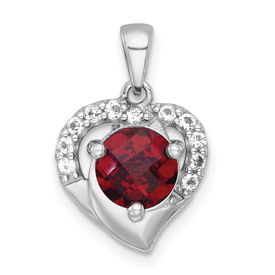 Sterling silver garnet heart pendant