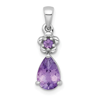 Sterling silver amethyst teardrop pendant