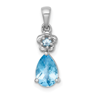 Sterling silver blue topaz teardrop pendant