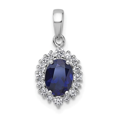 Sterling silver cubic zirconia oval pendant