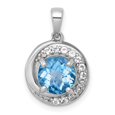 Sterling silver blue topaz circle pendant