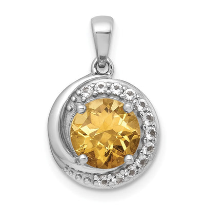 Sterling silver citrine circle pendant