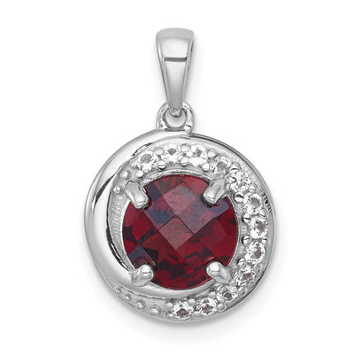 Sterling silver garnet circle pendant