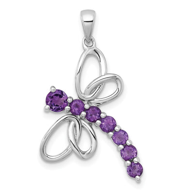 Sterling silver amethyst dragonfly pendant