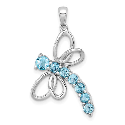 Sterling silver blue topaz dragonfly pendant