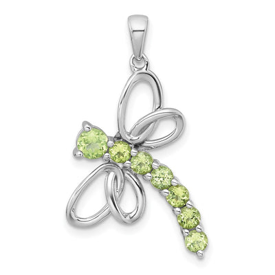 Sterling silver peridot dragonfly pendant