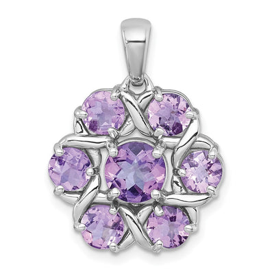 Sterling silver quartz flower pendant