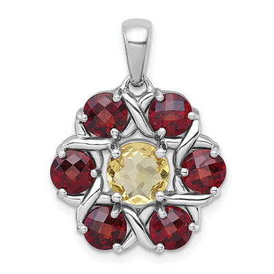Sterling silver citrine flower pendant