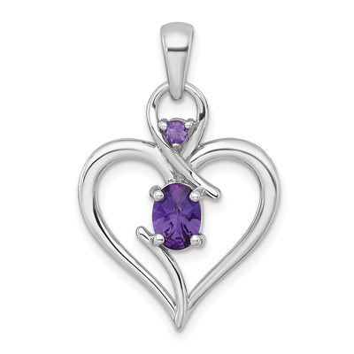 Sterling silver amethyst heart pendant