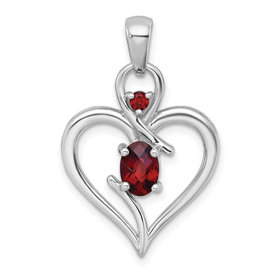 Sterling silver garnet heart pendant