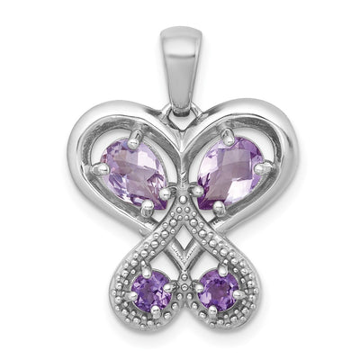 Sterling silver quartz butterfly pendant