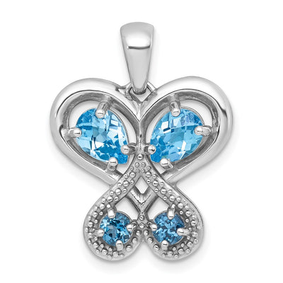 Sterling silver blue topaz butterfly pendant