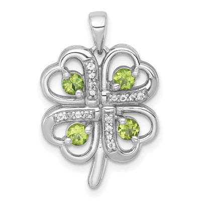 Sterling silver peridot clover pendant