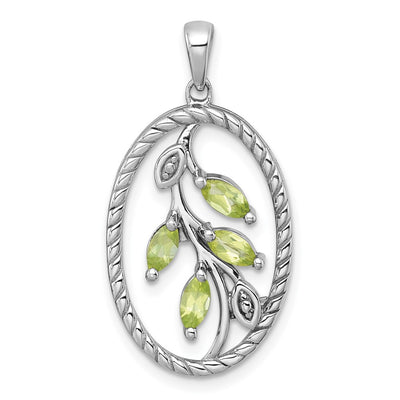 Sterling silver peridot oval pendant