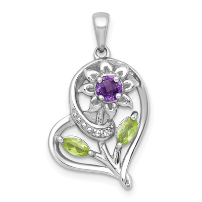 Sterling silver amethyst heart pendant