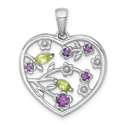 Sterling silver amethyst heart pendant