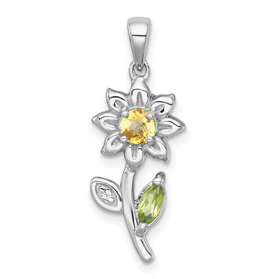 Sterling silver peridot flower pendant