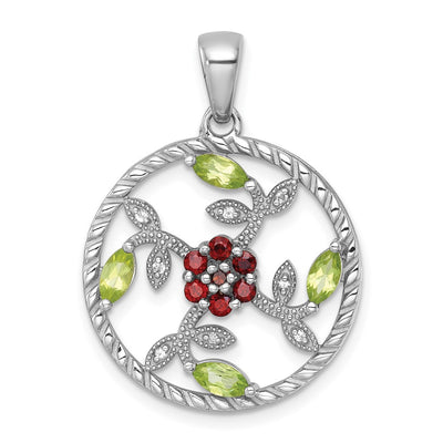 Sterling silver peridot circle pendant