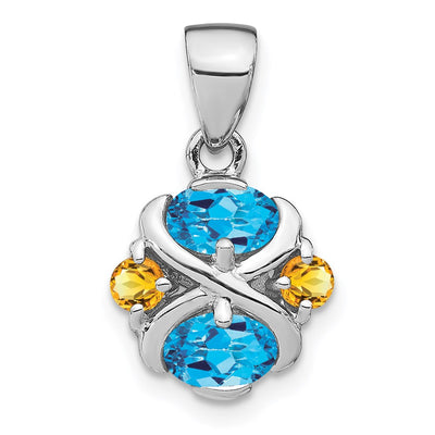Sterling silver blue topaz pendant