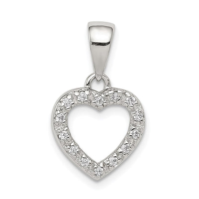 Sterling silver cubic zirconia heart pendant
