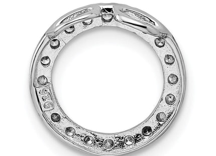 Sterling Silver Rhodium-plated CZ Round Pendant (Style QP770)