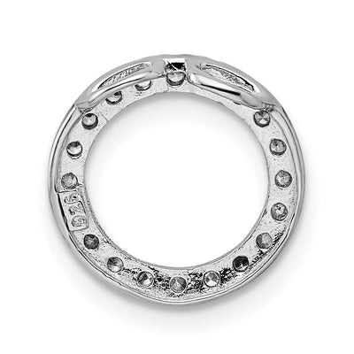 Sterling Silver Rhodium-plated CZ Round Pendant, 15 x 15mm