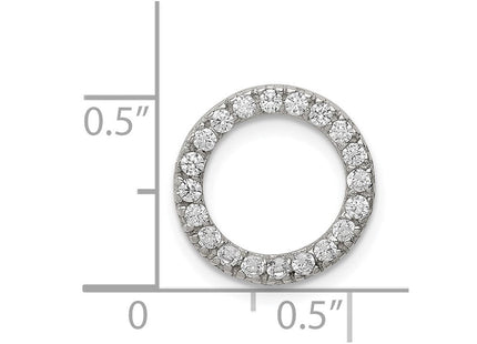 Sterling Silver Rhodium-plated CZ Round Pendant (Style QP770)