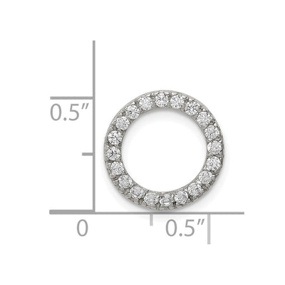 Sterling Silver Rhodium-plated CZ Round Pendant, 15 x 15mm