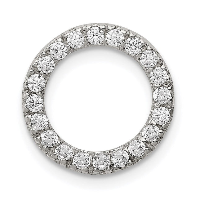 Sterling Silver Rhodium-plated CZ Round Pendant, 15 x 15mm