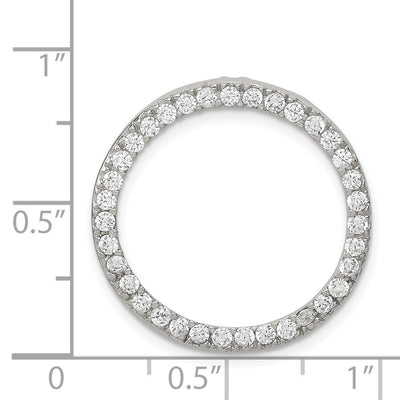Sterling Silver Rhodium-plated CZ Round Pendant, 24 x 24mm
