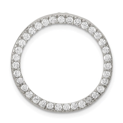 Sterling Silver Rhodium-plated CZ Round Pendant, 24 x 24mm