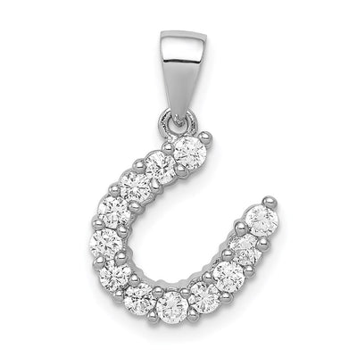 Sterling silver cubic zirconia horseshoe pendant