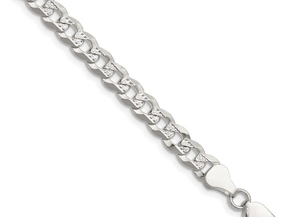 Sterling Silver Flat D/C Pave Curb Bracelet